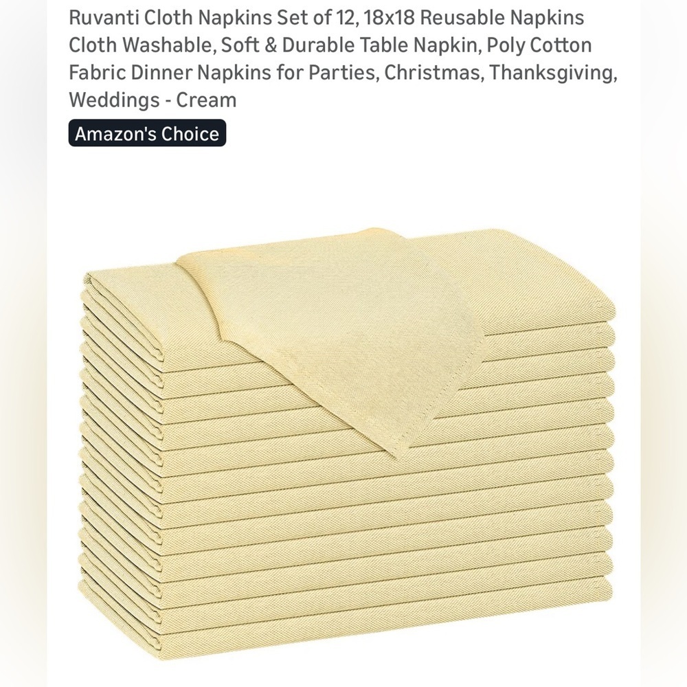 NEW IN PACKAGING - contemporary
12 Ruvanti Cream Cloth Formal 
Dinner Napkins